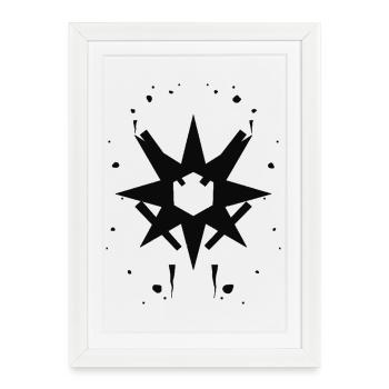 Crown Star Geometry Dark Logo - Framed poster (27 × 37 cm) - white - Front