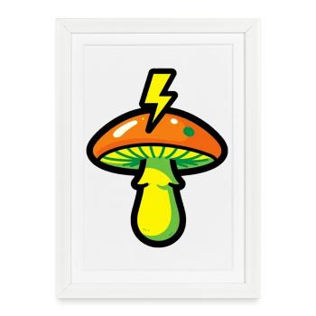 Avertissement Streetwear forestier graphique champignon - Affiche encadrée (27 × 37 cm) - blanc - Devant