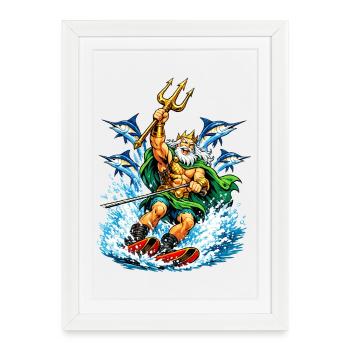 Neptune, c’est le ski nautique - Affiche encadrée (27 × 37 cm) - blanc - Devant