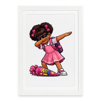 Dabbing ABC shooter Afro - Framed poster (27 × 37 cm) - white - Front