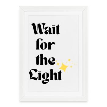 Wait For The Light Retro Typography Sparkles - Framed poster (27 × 37 cm) - white - Front
