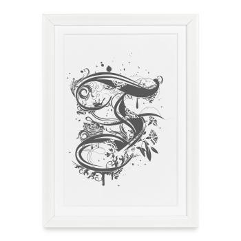 une lettre de calligraphie F - Affiche encadrée (27 × 37 cm) - blanc - Devant
