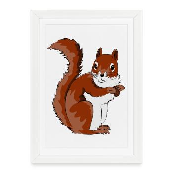 Illustration d’écureuil mignon - Affiche encadrée (27 × 37 cm) - blanc - Devant