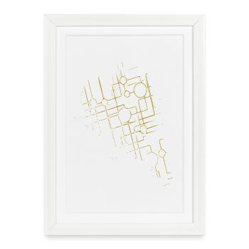 Geometrisches Liniennetz-Abstract - Gerahmtes Poster (27 × 37 cm) - Weiß - Vorne