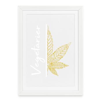 Végétarien / cannabis / feuille de cannabis / chanvre - Affiche encadrée (27 × 37 cm) - blanc - Devant