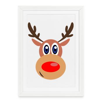 Rudolph Noël de Noël visage - Affiche encadrée (27 × 37 cm) - blanc - Devant