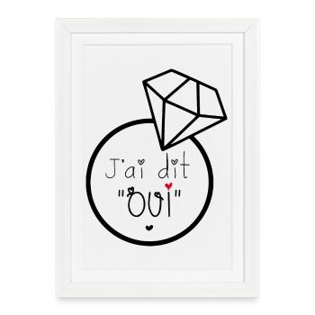 JaiditOui Engagement Romantique - Affiche encadrée (27 × 37 cm) - blanc - Devant