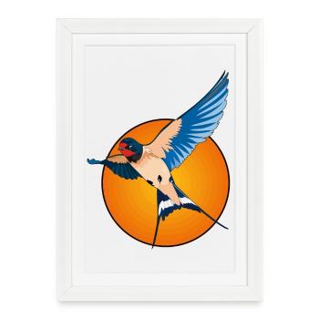 Hirondelles 2 - Affiche encadrée (27 × 37 cm) - blanc - Devant
