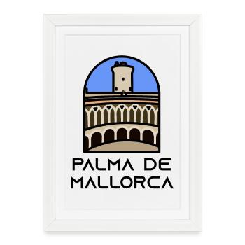 Palma de Majorque - Château de Bellver - Affiche encadrée (27 × 37 cm) - blanc - Devant