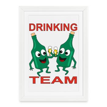 Mischievous Beer Bottles Drinking Team - Framed poster (27 × 37 cm) - white - Front