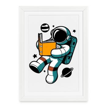 Lire astronaute : apprendre en apesanteur - Affiche encadrée (27 × 37 cm) - blanc - Devant