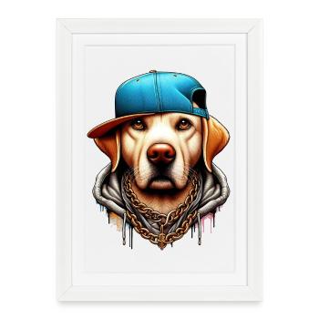 Chien - Affiche encadrée (27 × 37 cm) - blanc - Devant