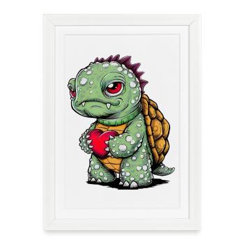 Turtle with heart - Framed poster (27 × 37 cm) - white - Front