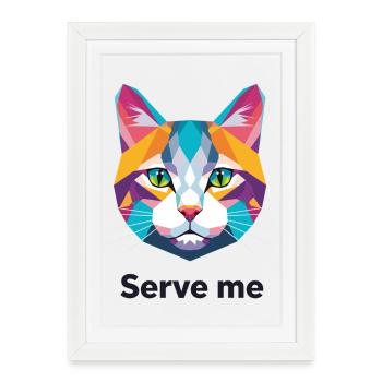 Illustration de chat géométrique coloré - Affiche encadrée (27 × 37 cm) - blanc - Devant