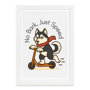 Sassy Husky on Scooter Art - Framed poster (27 × 37 cm) - white - Front