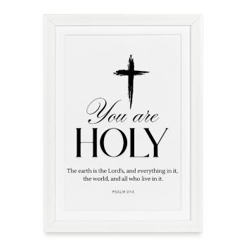 Vous êtes saint – Design chrétien | Ésaïe 6:3 - Affiche encadrée (27 × 37 cm) - blanc - Devant