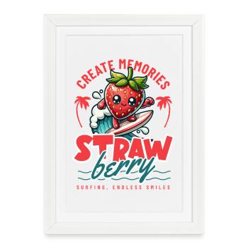 Souvenirs de surfeur à la fraise - Affiche encadrée (27 × 37 cm) - blanc - Devant