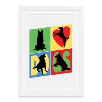 Dogs I Love Dogs Silhouettes Dog Mom Dog Dad - Framed poster (27 × 37 cm) - white - Front