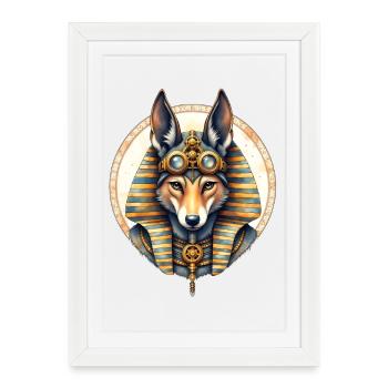 Style Steampunk Husky égyptien - Affiche encadrée (27 × 37 cm) - blanc - Devant