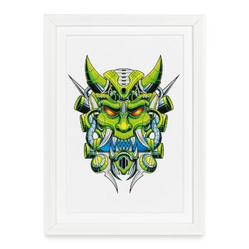 Demon oni japonais - Affiche encadrée (27 × 37 cm) - blanc - Devant