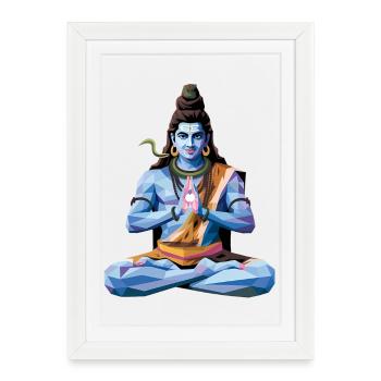 Shiva - Cool Low Poly Indian Mythology Logo - Framed poster (27 × 37 cm) - white - Front