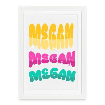 Megan Name Imprimer Couleurs Néon - Affiche encadrée (27 × 37 cm) - blanc - Devant
