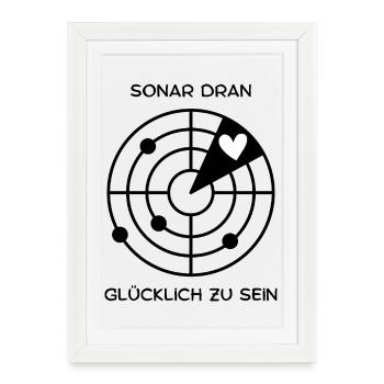 Sois heureux - Affiche encadrée (27 × 37 cm) - blanc - Devant