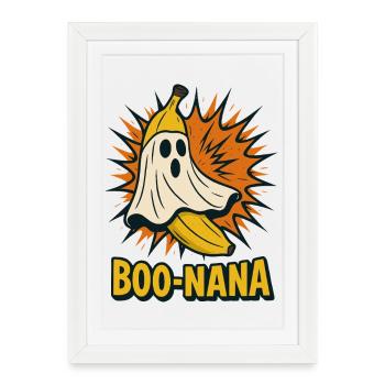 BOO-NANA – Motif fantôme de banane drôle d’Halloween - Affiche encadrée (27 × 37 cm) - blanc - Devant