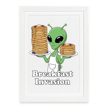 Breakfast Invasion: Alien Pancakes - Framed poster (27 × 37 cm) - white - Front