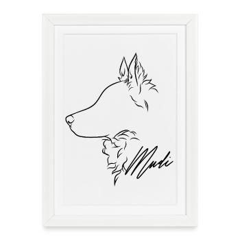 Mudi Profile Chien Chien Wilsigns - Affiche encadrée (27 × 37 cm) - blanc - Devant
