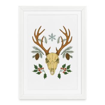 Winter Deer Skull Crest - Framed poster (27 × 37 cm) - white - Front