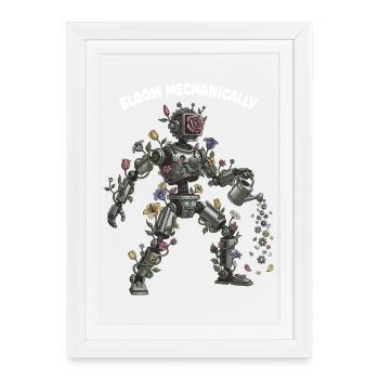 Blooming robot flora art - Framed poster (27 × 37 cm) - white - Front