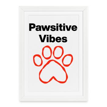 Pawsitive Vibes – Pfotenliebe - Affiche encadrée (27 × 37 cm) - blanc - Devant