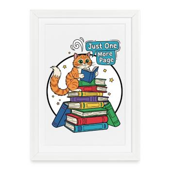 Lecteur de chat : Encore une page - Affiche encadrée (27 × 37 cm) - blanc - Devant