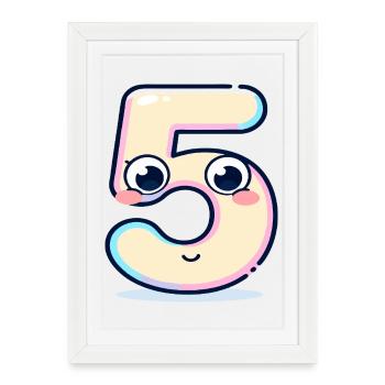 Numéro 5 Kawaii Pastel - Affiche encadrée (27 × 37 cm) - blanc - Devant