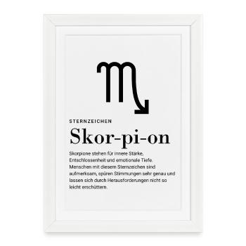Signe du zodiaque Scorpion - Affiche encadrée (27 × 37 cm) - blanc - Devant