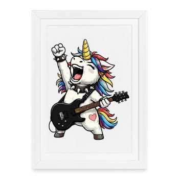 Rainbow Unicorn Rocker - Framed poster (27 × 37 cm) - white - Front