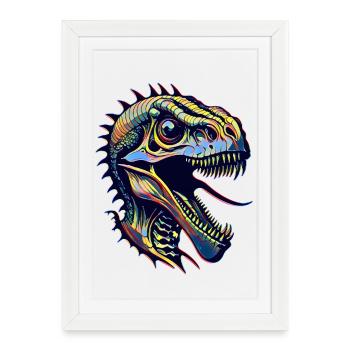 Dino Head - Framed poster (27 × 37 cm) - white - Front