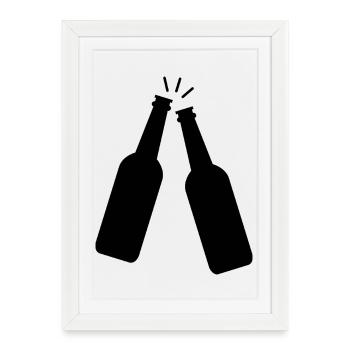 Toast à la bière - Affiche encadrée (27 × 37 cm) - blanc - Devant