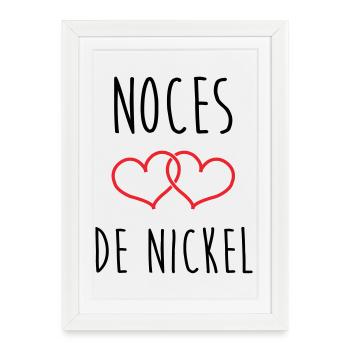 noces de nickel 28 ans de bonheur et d'amour - Affiche encadrée (27 × 37 cm) - blanc - Devant