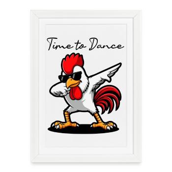 Coq urbain en lunettes noires - Affiche encadrée (27 × 37 cm) - blanc - Devant