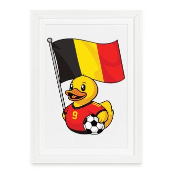 Maillot de supporter de football belge pour de vrais supporters - Affiche encadrée (27 × 37 cm) - blanc - Devant