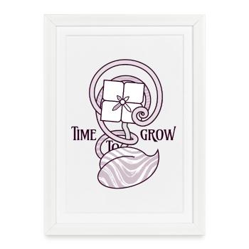Floral Clock – Art Nouveau Growth Design - Framed poster (27 × 37 cm) - white - Front