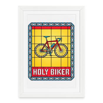 Bicycle Stained Glass - Framed poster (27 × 37 cm) - white - Front