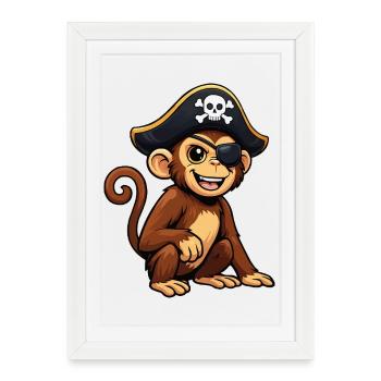 Pirate Singe - Affiche encadrée (27 × 37 cm) - blanc - Devant