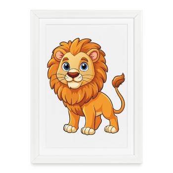 Süßer Löwe - Gerahmtes Poster (27 × 37 cm) - Weiß - Vorne