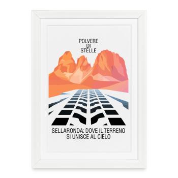 Sellaronda Polvere di Stelle MTB Art Sunset Stardu - Framed poster (27 × 37 cm) - white - Front