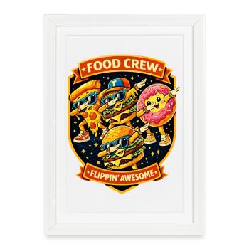 Fast Food Crew Badge Flippin Awesome - Dabbing Dab - Framed poster (27 × 37 cm) - white - Front