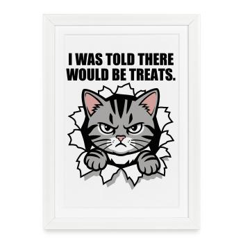 Chat pas content cherche des friandises - Affiche encadrée (27 × 37 cm) - blanc - Devant