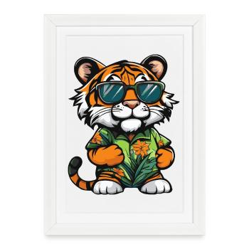 Tiger Comic Vacation - Framed poster (27 × 37 cm) - white - Front